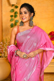 Pink Color Based Khadi Handloom Cotton Saree Get Extra 10% Discount on All Prepaid Transaction