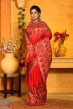Red Wax Hand Painted Handloom Pure Silk Sarees Get Extra 10% Discount on All Prepaid Transaction