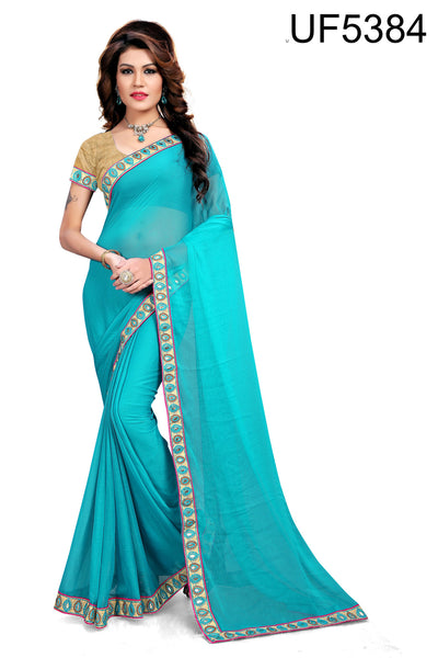 Lace Border & Heavy Designer Blouse See GreenGeorgette Sarees