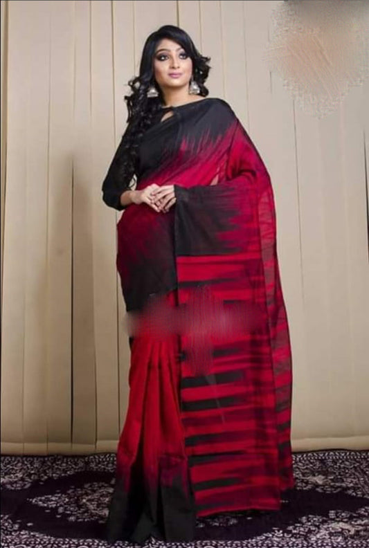 Red Black Ikkat Sarees