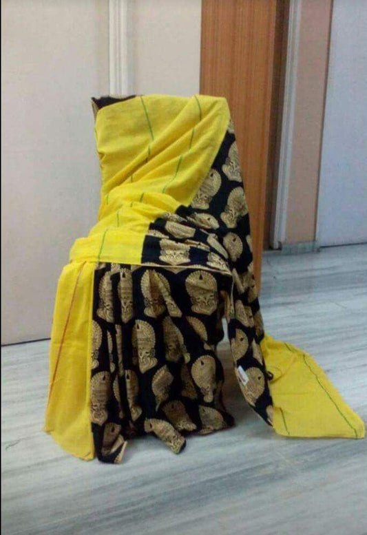 Yellow Pure Cotton Khesh Sarees