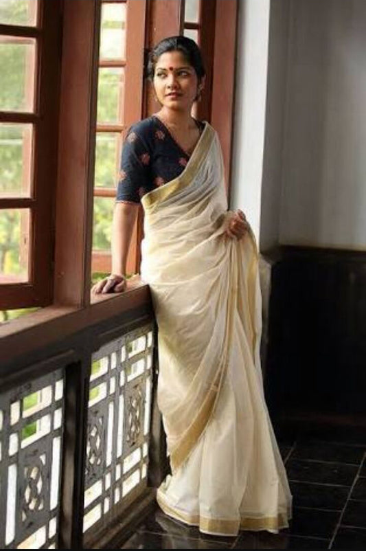 Beige Pure Linen Sarees