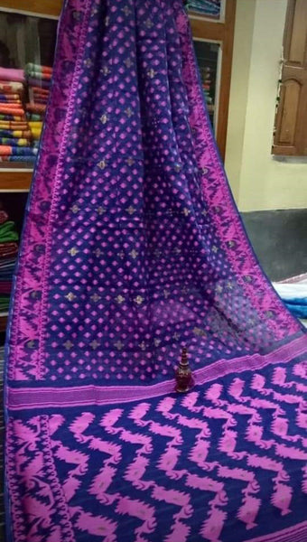Violet Blue Dhakai Jamdani Sarees