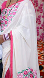 White Pink Kathiawari Sarees