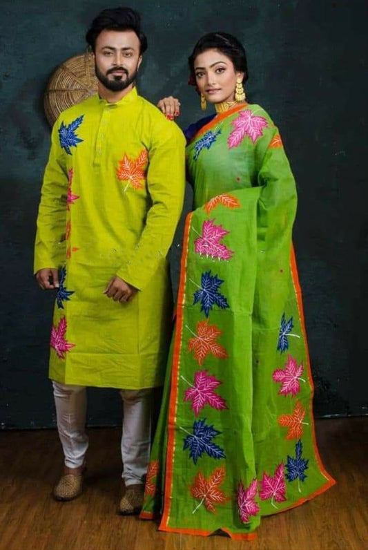 Green Handloom Couple Set