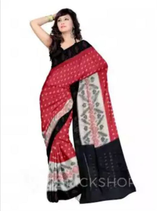 Red Beige Ikkat Sarees