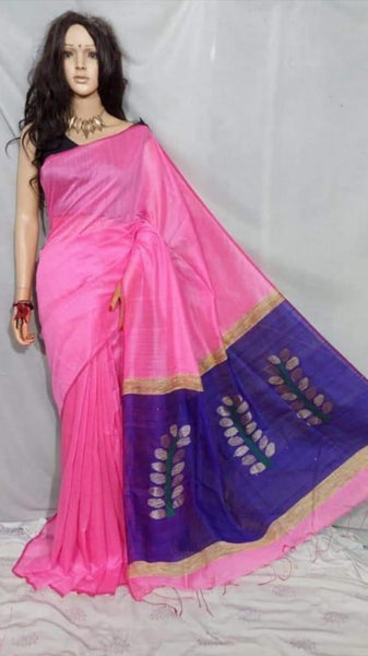 Pink Blue Handloom Sequence Jamdani Sarees