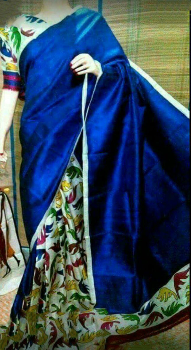 Blue Pure Silk Mark Certified Murshidabad Silk Sarees