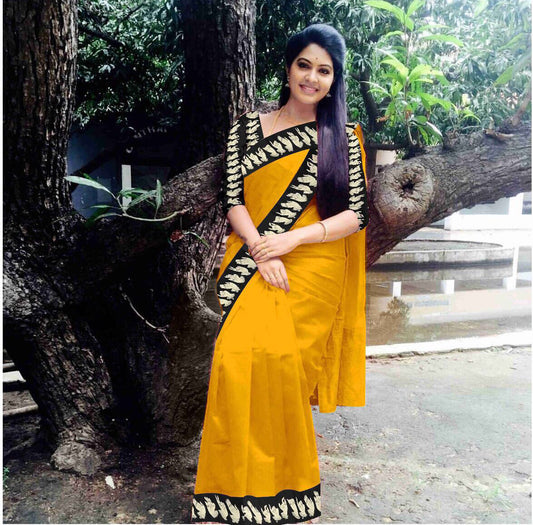 Yellow Kalamkari Sarees