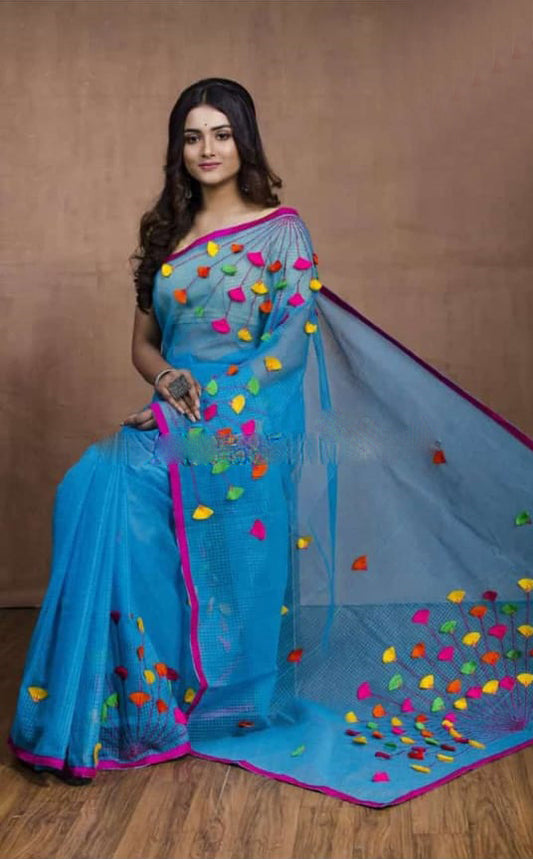 Blue Applique Sarees