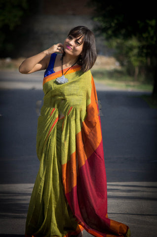 Green Bengal Handloom Khadi Sarees