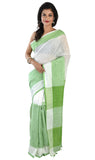 Green White Bengal Handloom Khadi Sarees
