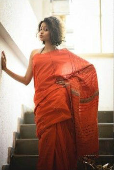 Orange Pure Cotton Khesh Sarees