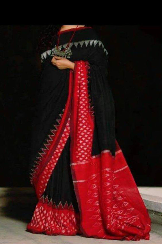 Black Red Ikkat Sarees