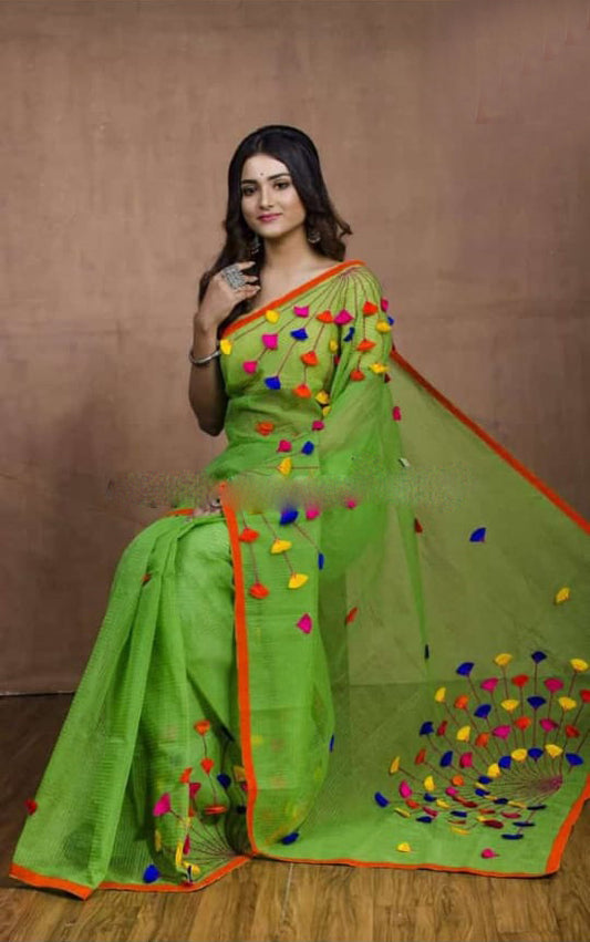 Green Applique Sarees