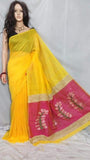 Yellow Red Handloom Sequence Jamdani Sarees Get Extra 10% Discount on All Prepaid Transaction