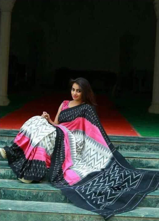 Black Block Printed Pure Silk Mark Certified Bishnupuri Silk Sarees