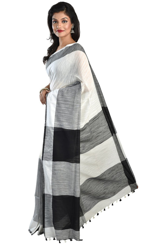 Black White Bengal Handloom Khadi Sarees