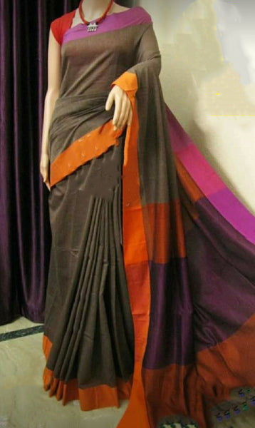 Brown Bengal Handloom Khadi Sarees