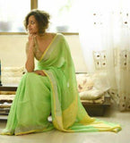Green Pure Linen Sarees