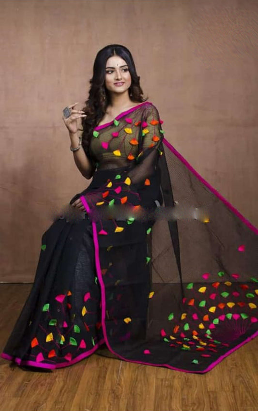 Black Applique Sarees