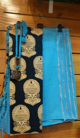 Blue Pure Cotton Khesh Sarees