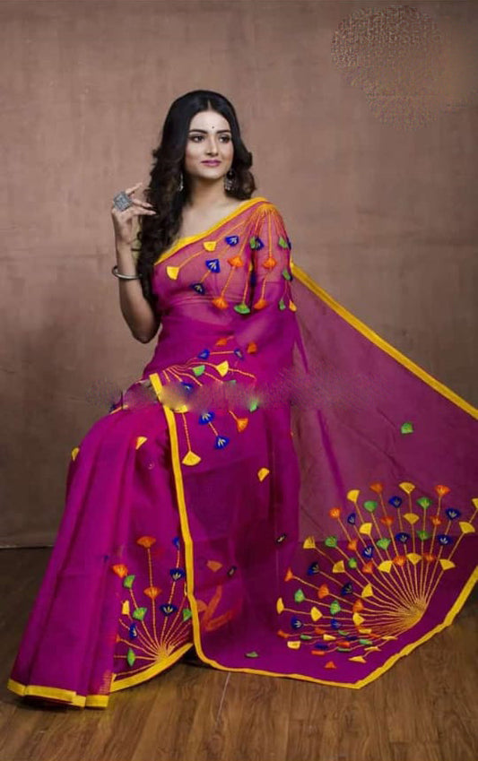 Purple Applique Sarees