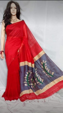 Red Black Handloom Sequence Jamdani Sarees