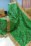 Green Kantha Stitch Design Dupion Silk Sarees Get Extra 10% Discount on All Prepaid Transaction
