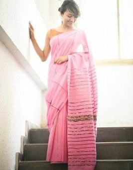 Pink Pure Cotton Khesh Sarees