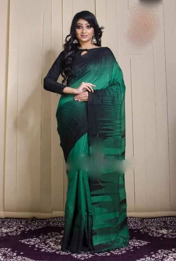 Green Black Ikkat Sarees