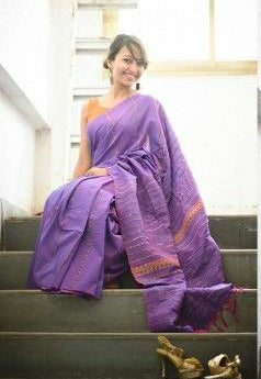 Violet Pure Cotton Khesh Sarees