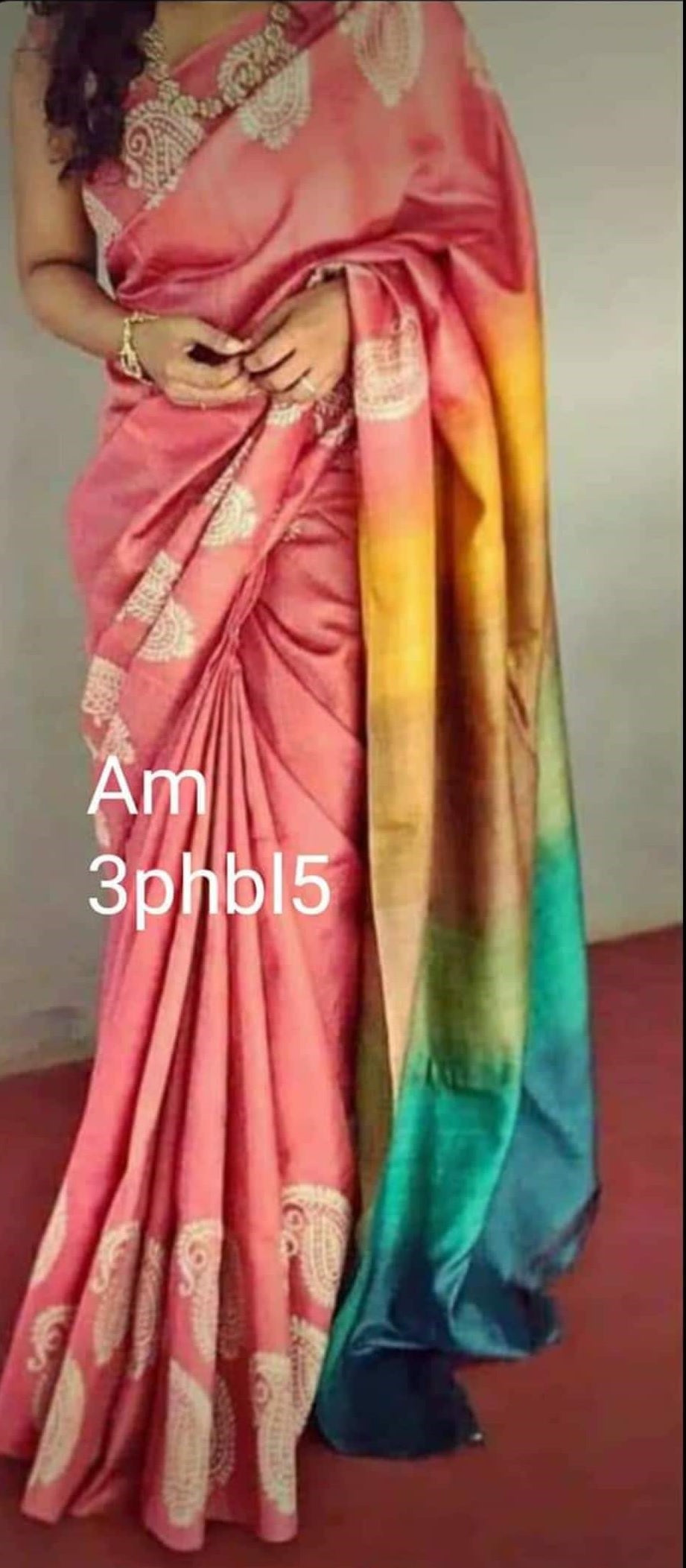 Pink Block Printed Zari Border Pure Silk Mark Certified Tussar Silk Sarees