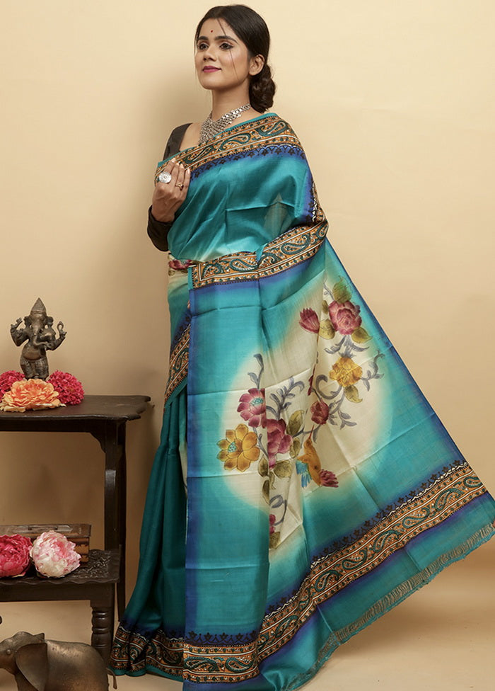 Hand Painted Pure Silk Mark Certified Bishnupuri Silk Sarees