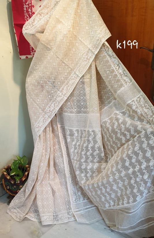 Beige KK Pure Pure Cotton Kota Doriya Sarees