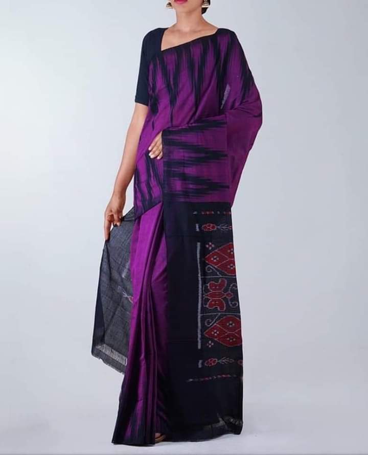 Purple Kotki Pure Cotton Handloom Sarees Get Extra 10% Discount on All Prepaid Transaction
