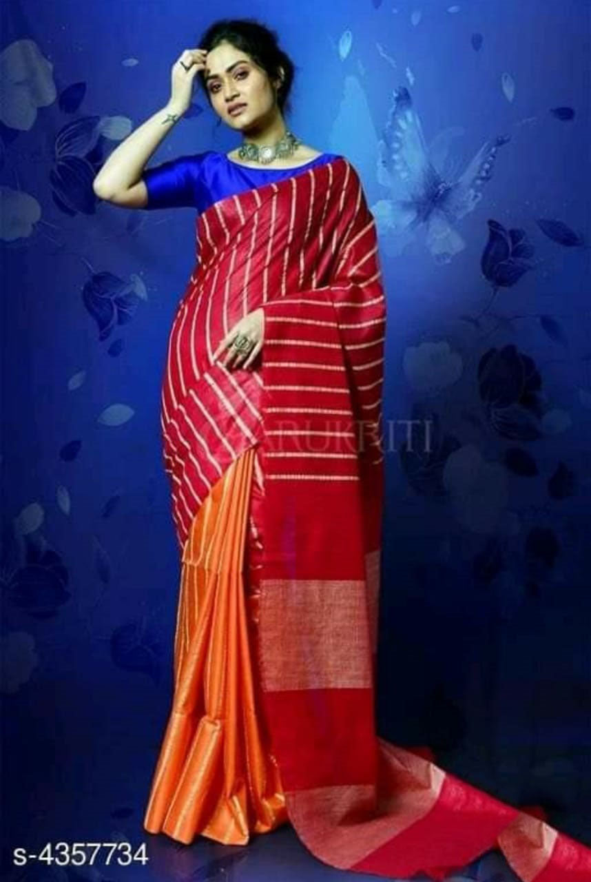 Red Pure Cotton Silk Sarees