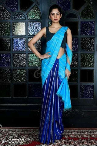 Blue Pure Cotton Silk Sarees Get Extra 10% Discount on All Prepaid Transaction