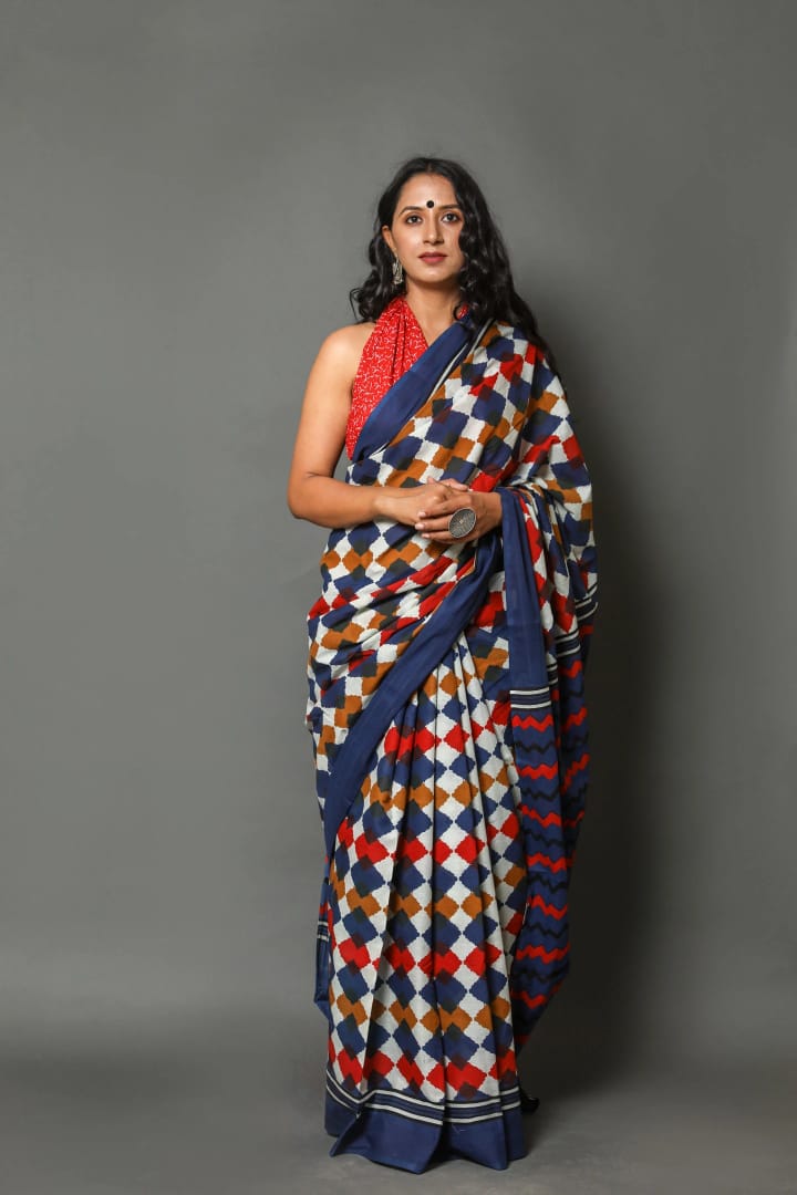 Multi color Mulmul Batik Sarees