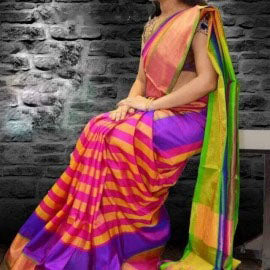 Weaving Banarasi Silk Multi Colour Printed Saree