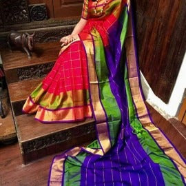 Red Purple Uppada Silk Sarees