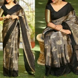 Black Grey Uppada Silk Sarees