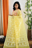 Yellow Soft Banarasi Pure Cotton Saree