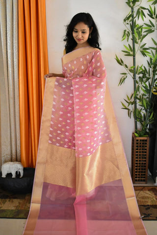 Violet & Golden Banarasi Silk Sarees Get Extra 10% Discount on All Prepaid Transaction