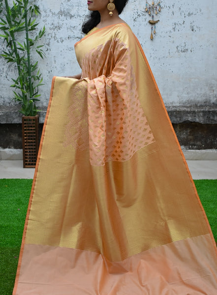 Beige Banarasi Semi Silk Saree