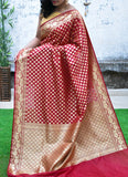 Red Banarasi Art Silk Saree Get Extra 10% Discount on All Prepaid Transaction