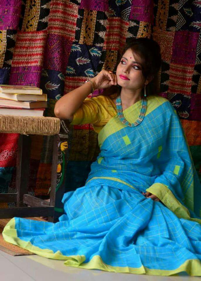 Blue Bengal Handloom Khadi Sarees