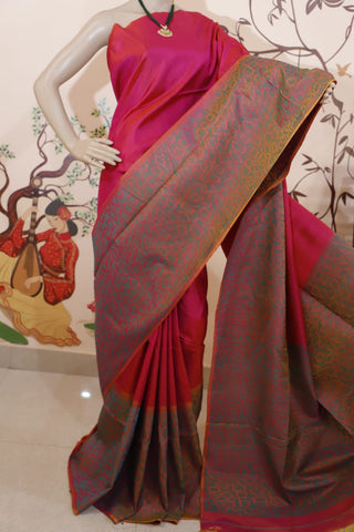 Rani Kanjivaram Silk Sarees  Handwoven With Gold Pattern Get Extra 10% Discount on All Prepaid Transaction