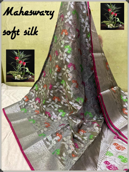 Grey Bengal Pure Cotton Handloom Sarees