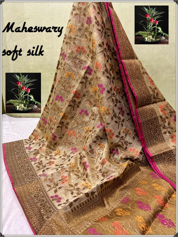 Beige Bengal Pure Cotton Handloom Sarees Get Extra 10% Discount on All Prepaid Transaction